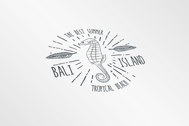 20个夏季海洋岛屿生物元素徽章插画 20 Summer Badges