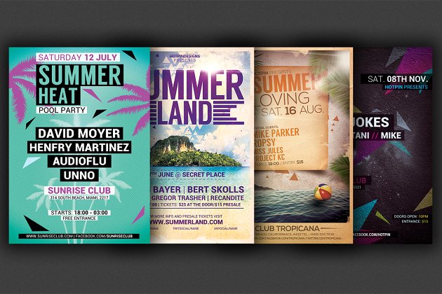 夏季派对传单模板 The Summer Party Flyer Bundle