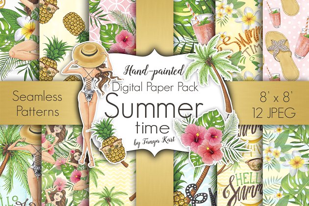 夏季数码纸张包 Summer Time Digital Paper Pack