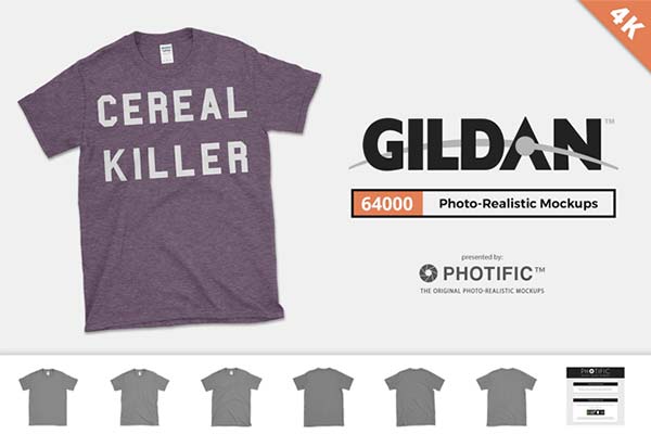 舒适的T恤纹样设计样机模型 Gildan 64000 Softstyle Shirt Mockups