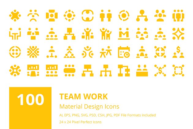 团队合作设计图标 100 Team Work Material Design Icons