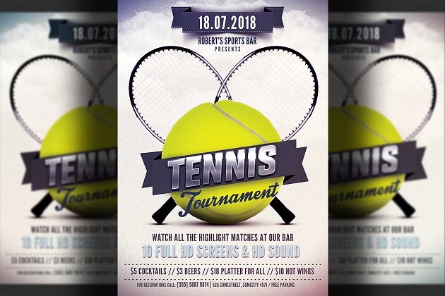 网球宣传单模板 Tennis Flyer Template