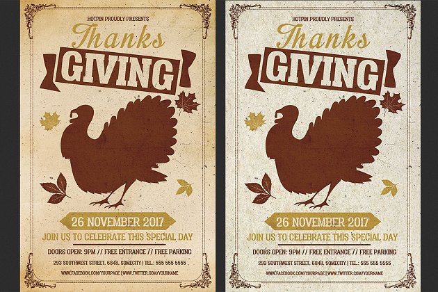 经典感恩节海报设计模板 Thanksgiving Flyer Template