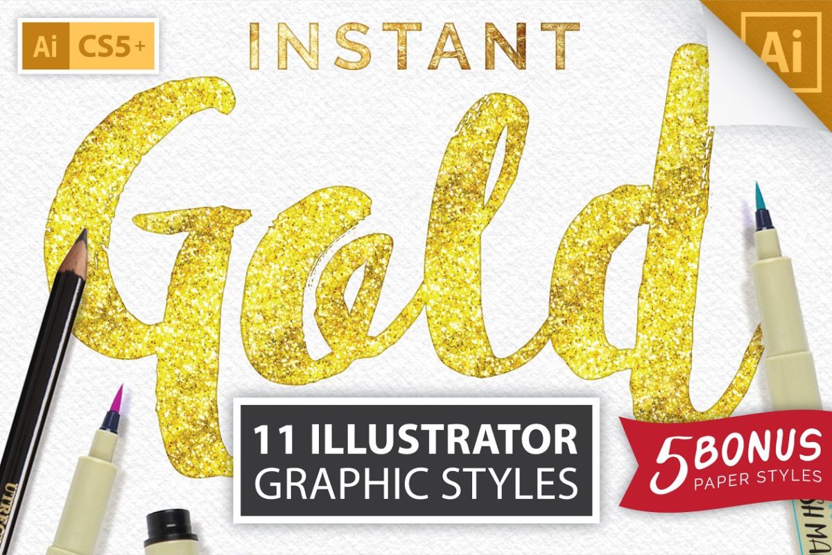 烫金图层样式 Instant Gold Foil Effect + More