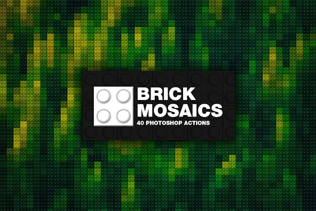 方格块面效果的PS动作 40 Brick Mosaics Actions