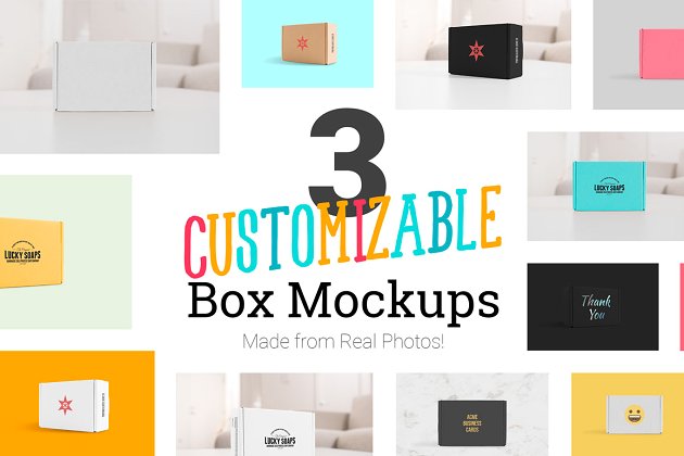 3个真实产品包装样机 3 Real Photo Product Box Mockups