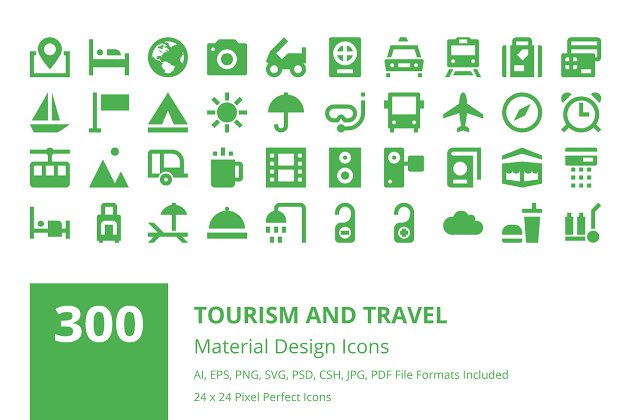 旅游及旅游资料图标素材 300 Tourism and Travel Material Icon