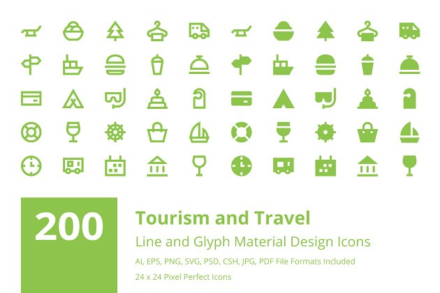 旅游及旅游资料图标下载 200 Tourism and Travel Material Icon