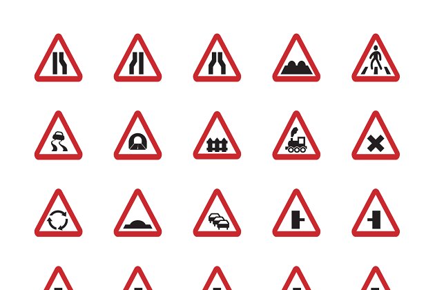 交通标志和符号图标 375 Traffic Signs and Symbol