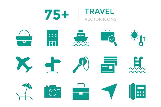 75+旅行矢量图标 75+ Travel Vector Icons