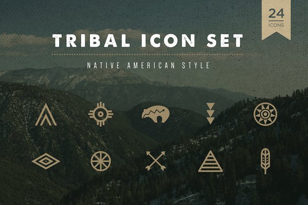 美国部落图标 Tribal Icon Set – Native American