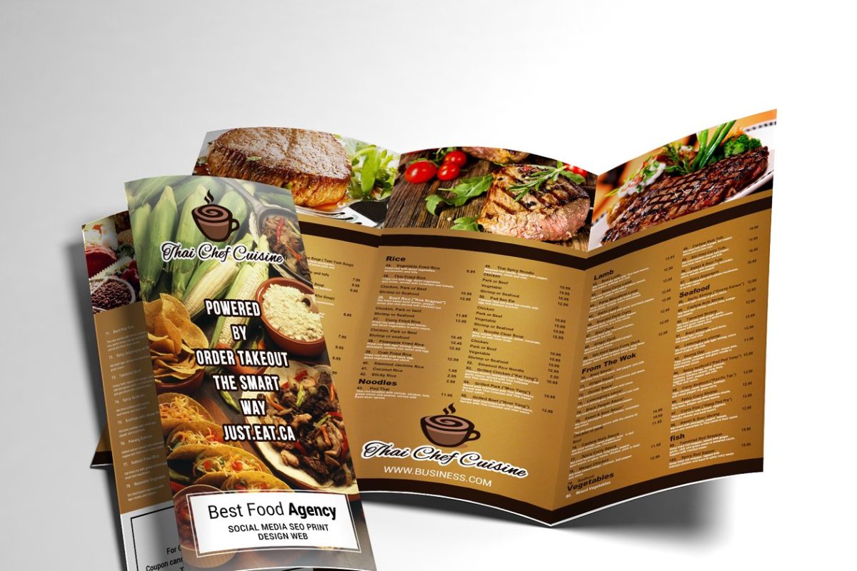 餐厅菜单三折页模板 Restaurant Menu Tri-fold Brochure