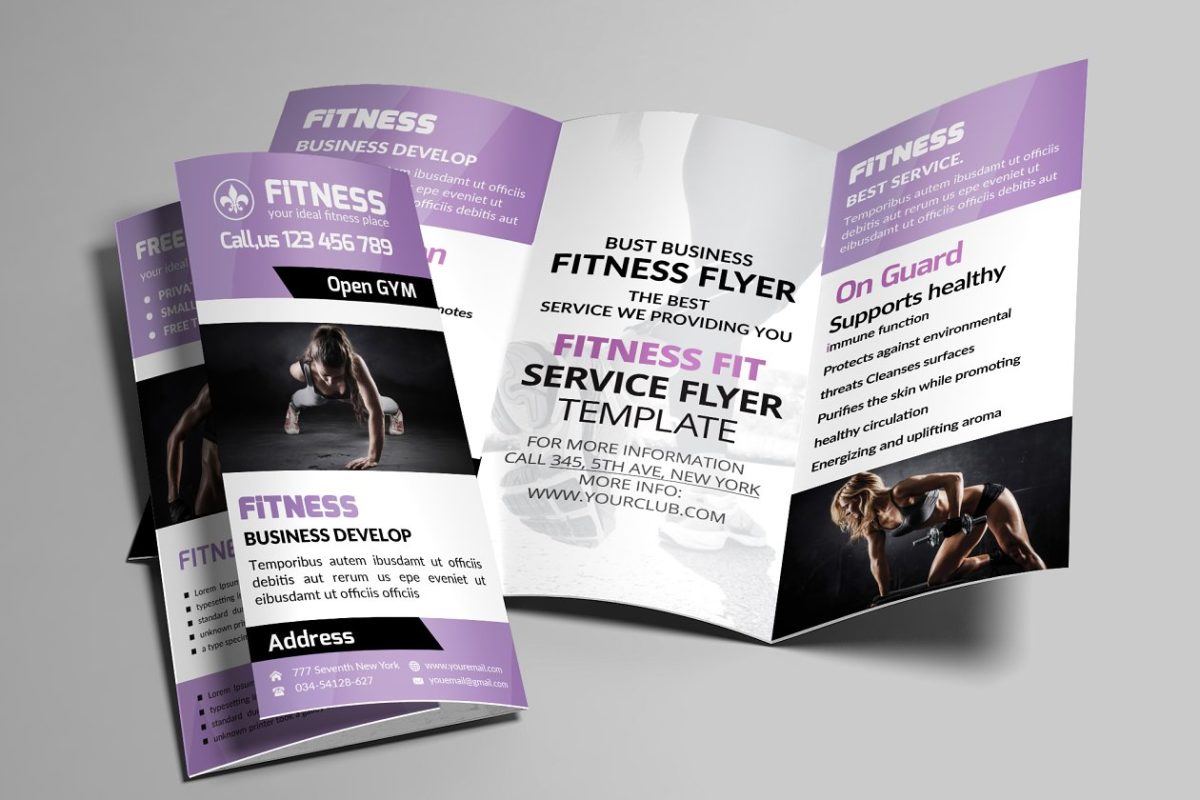 运动三折页画册 Sport Fitness Trifold Brochure