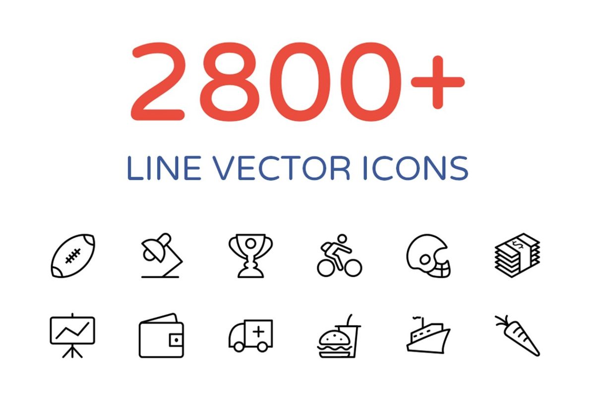2800+线型矢量图标大全 2800+ Line Vector Icons Bundle
