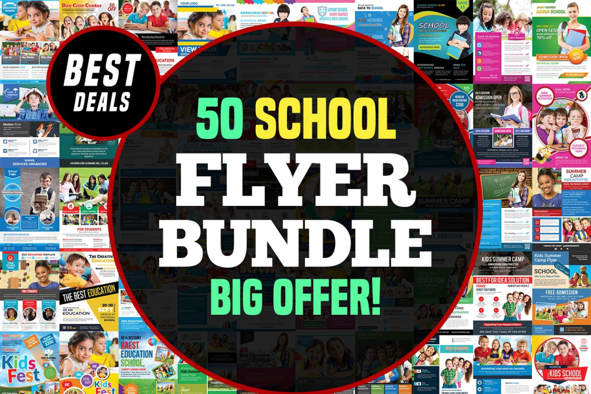50个教育主题的海报模板 50- Education Flyers Bundle