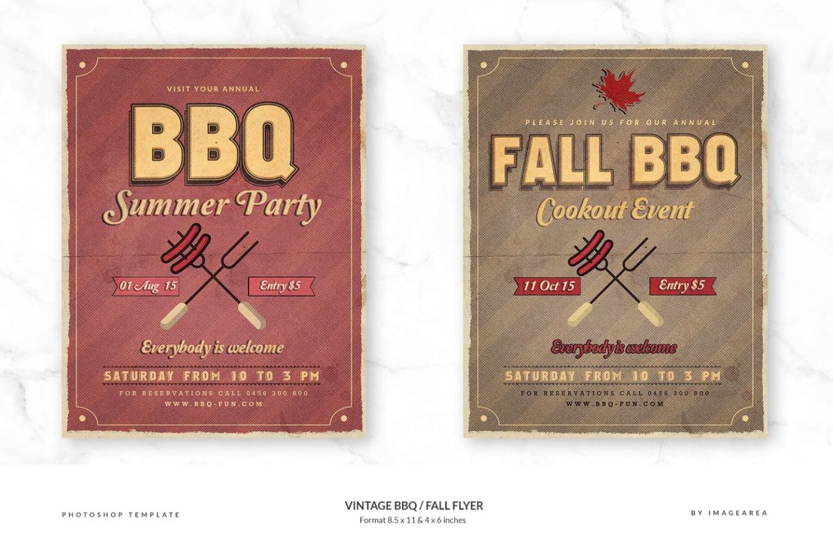经典的BBQ烧烤主题海报 Vintage BBQ / Fall Flyer