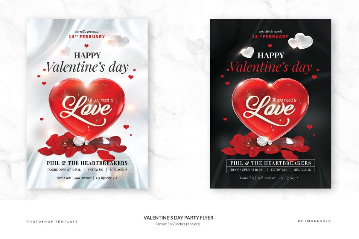 情人节派对传单 Valentine’s Day Party Flyer
