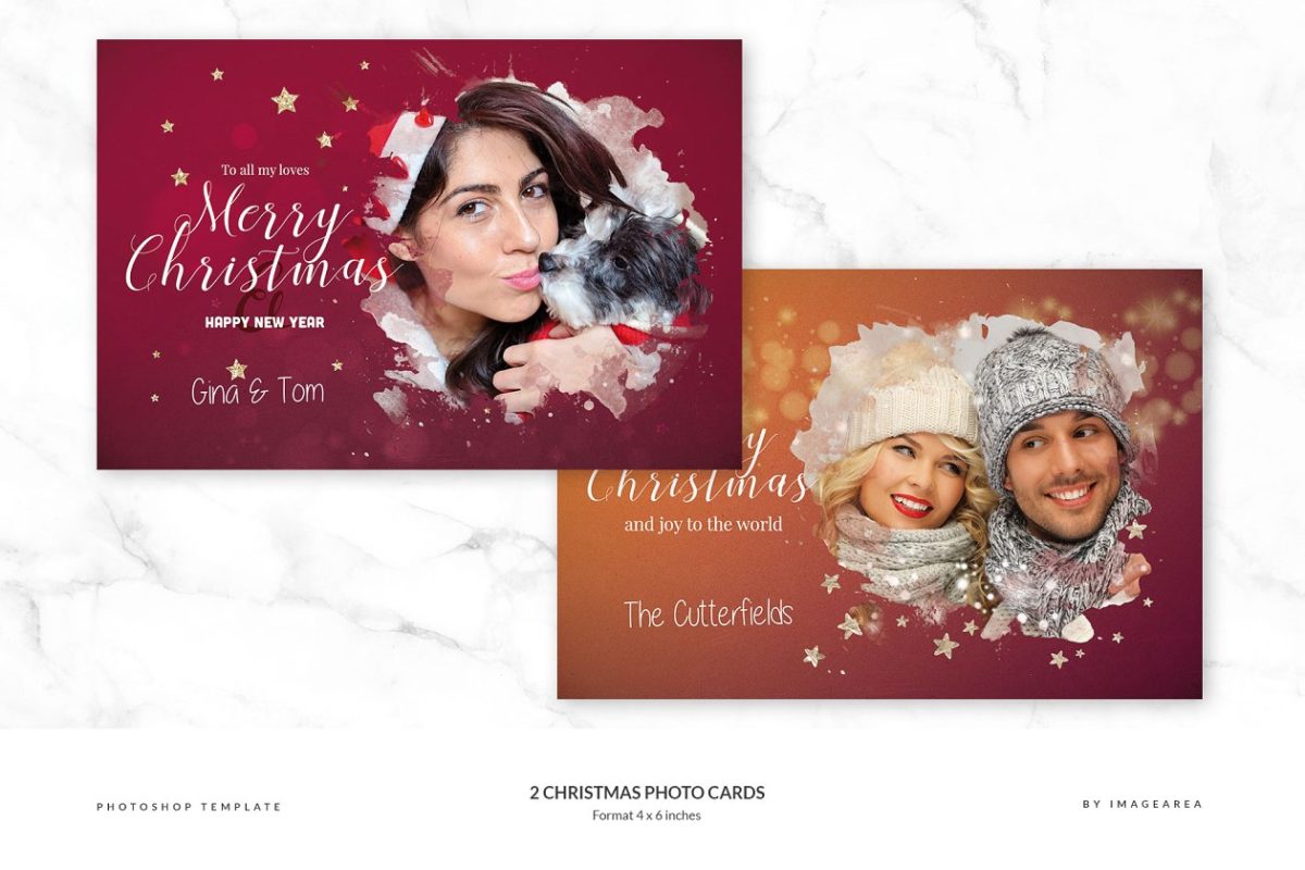 2个圣诞节照片卡片模版 2 Christmas Photo Cards