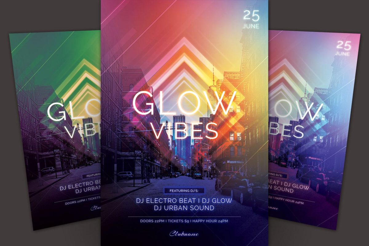 新年海报模板 Glow Vibes Flyer Template