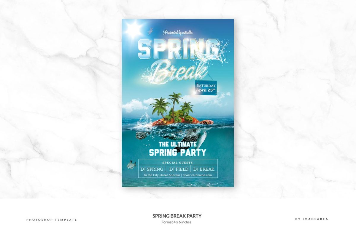 春季旅游广告海报设计模板 Spring Break Party