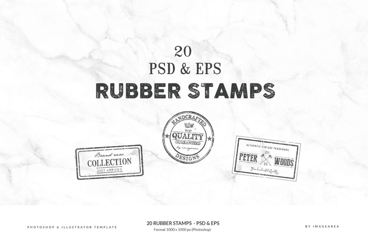 20个橡皮图章 – PSD和EPS 20 Rubber Stamps  – PSD & EPS