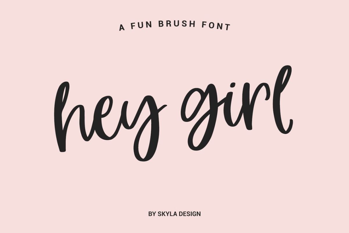 俏皮的手绘字体 Hey Girl, a fun smooth brush font