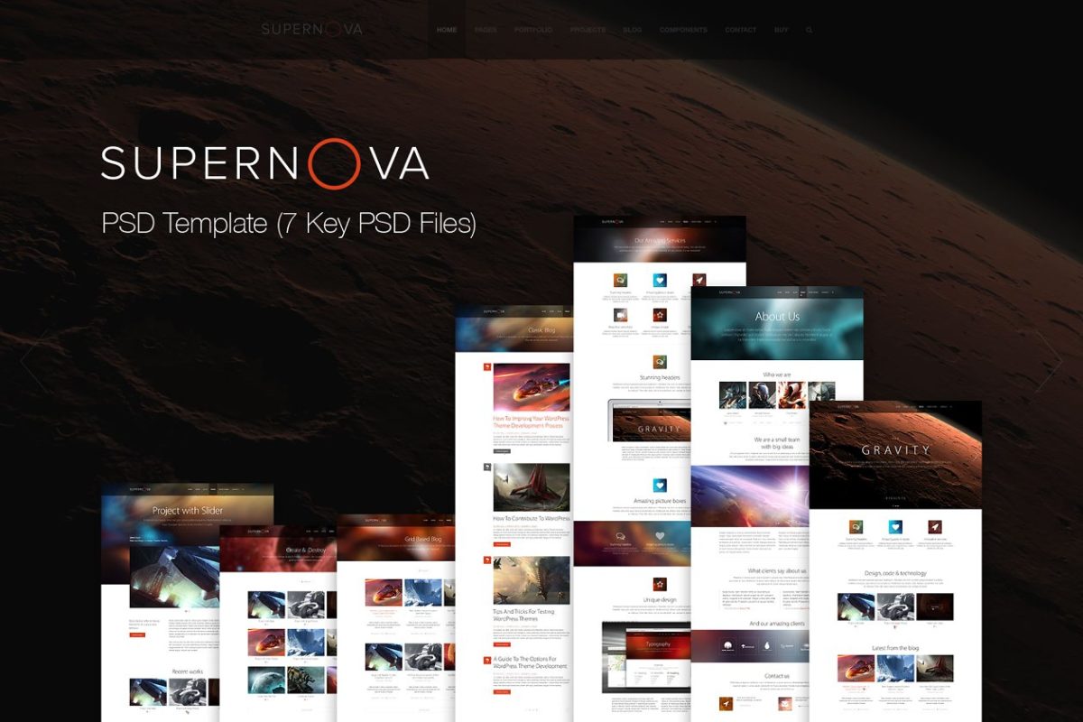 多功能现代风格网页模板 Supernova – PSD Template (Pro)