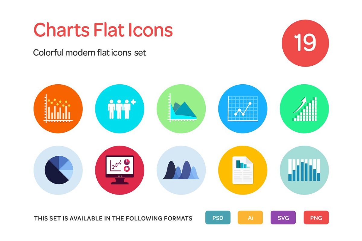 数据图表图标素材 Charts Flat Icons Set