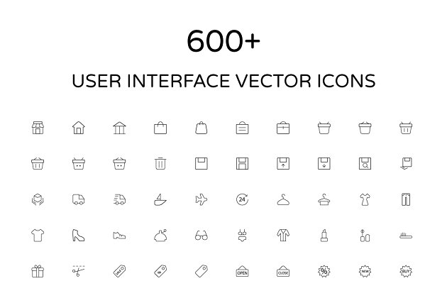 用户界面概述矢量图标素材 User Interface Outline Vector Icons