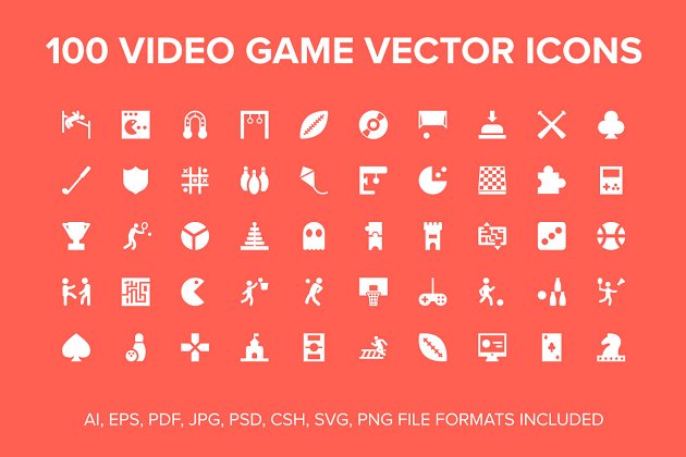 游戏图标素材 100 Video Game Vector Icons