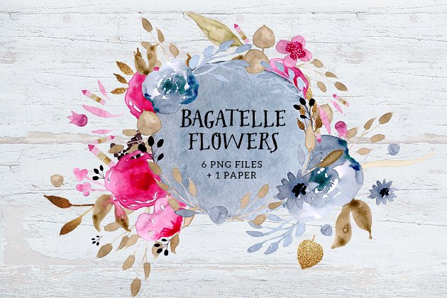 水彩花卉插画素材 Bagatelle Flowers