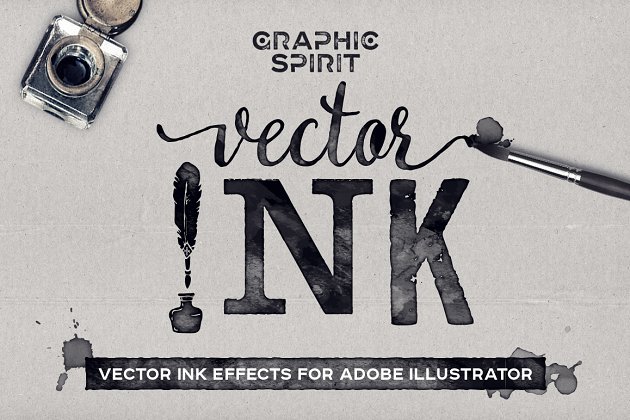 黑色墨水效果矢量图 Illustrator Black Ink Effect Vector