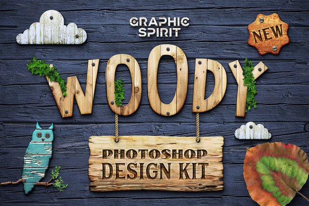 创意木质图层样式 WOODY Creative Toolkit for Photoshop