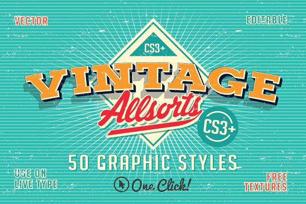 经典字体图层样式 Vintage Allsorts Graphic Styles