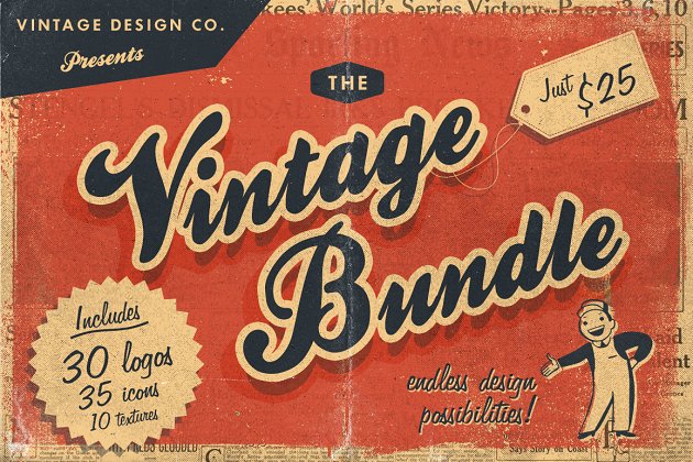 经典logo设计模板包 30 Vintage Logos Bundle