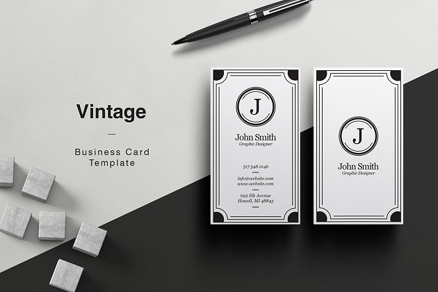 高端复古名片模板 Vintage Business Card