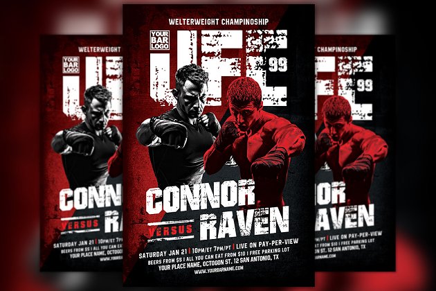 夜店宣传单模板 Warriors Night MMA Sport Flyer