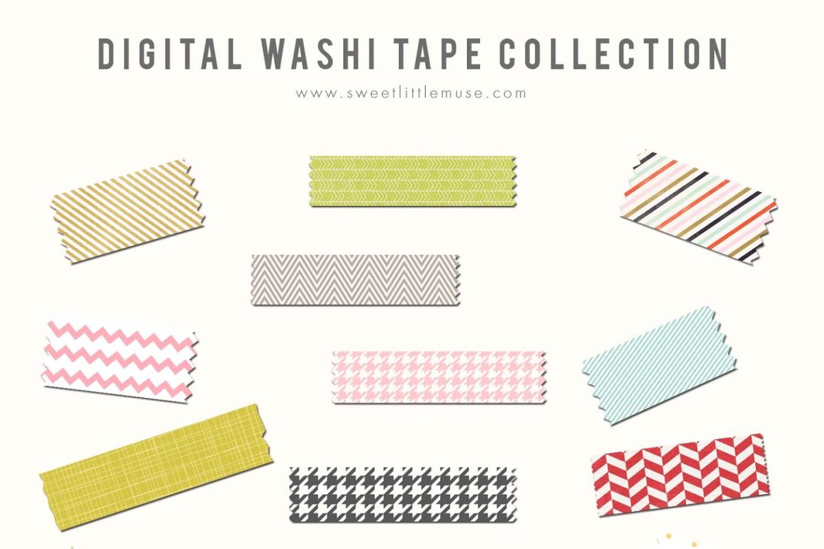 数码纸胶带背景 Digital Washi Tape