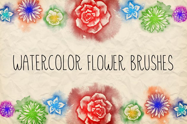 水彩花卉笔刷包 Watercolor Flowers Brush Pack 1