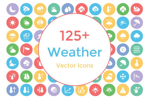 天气矢量图标 125+ Weather Vector Icons
