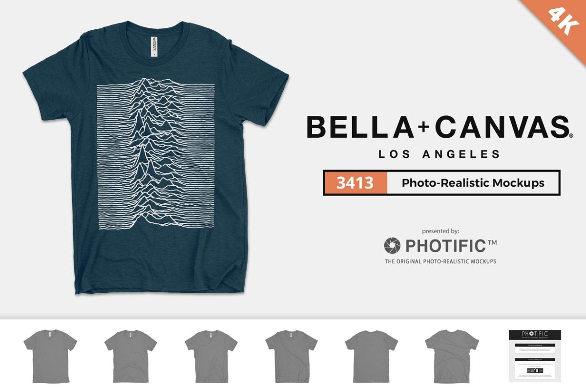 漂亮的男士T恤纹样设计样机 Bella Canvas 3413 Tri-Blend Mockups