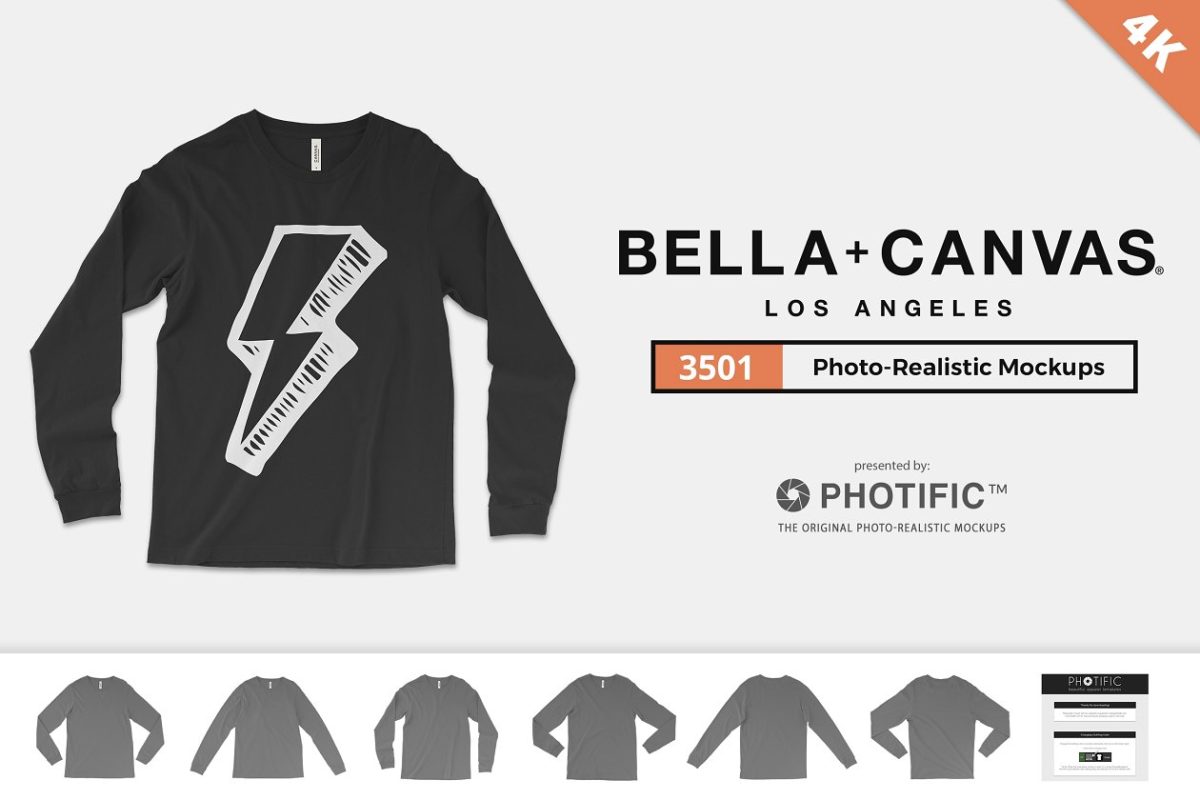 T恤衬衫模型 Bella Canvas 3501 Shirt Mockups