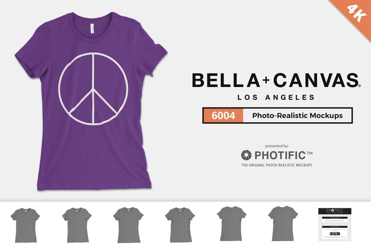 好用的T恤纹样设计展示样机 Bella Canvas 6004 T-Shirt Mockups