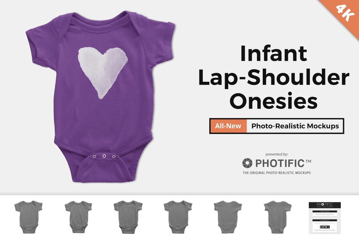 婴儿睡衣样机模型 Infant Lap Shoulder Onesie Mockups