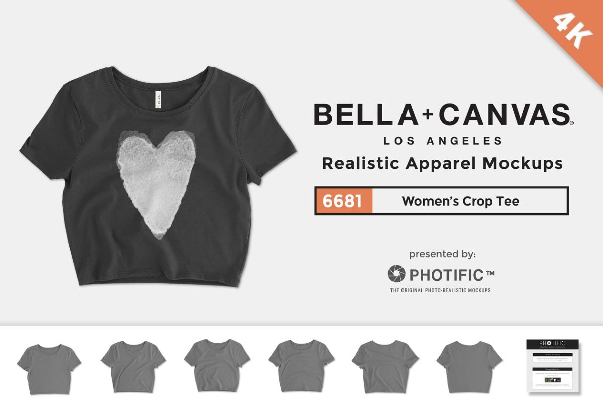 女式露脐t恤模型 Bella Canvas 6681 Women’s Crop Tee