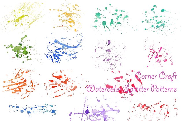 水彩颜料飞溅泼墨素材 Watercolor Paint Splatter Patterns