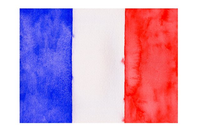 水彩法国国旗 Watercolor Flag of France