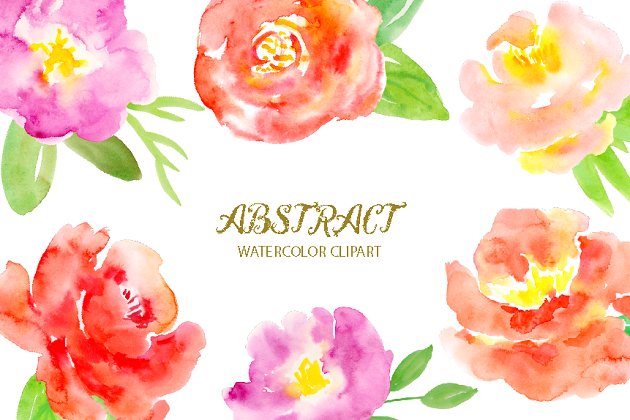 水彩花卉素材 Watercolor Clipart Abstract
