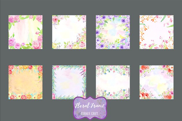 水彩花卉框架 Watercolor Floral Frames