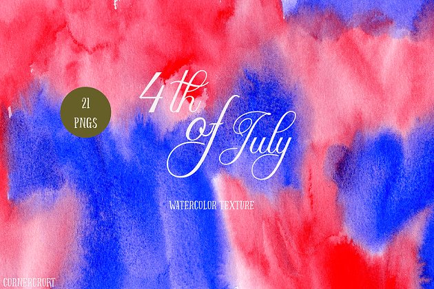 7月4日水彩背景纹理 Watercolor Texture 4th of July